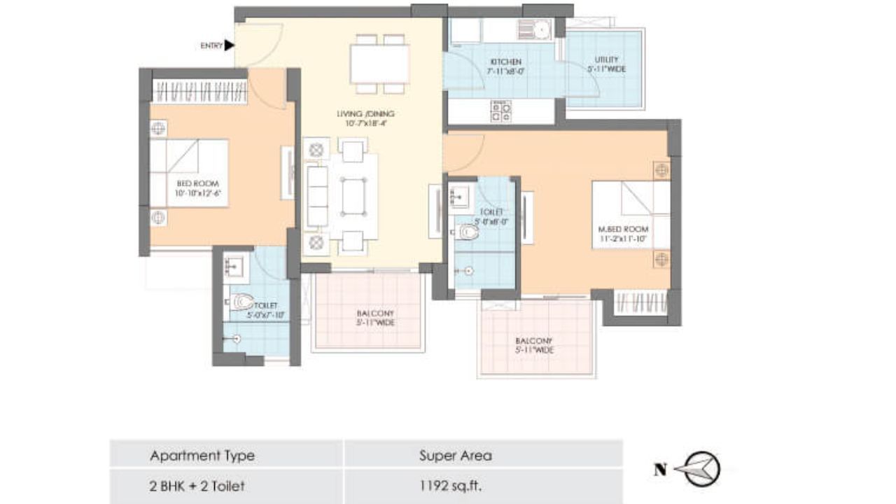 M3M Natura Floor Plan 2BHK Type 1