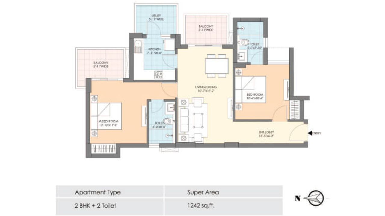 M3M Natura Floor Plan 2BHK Type 2