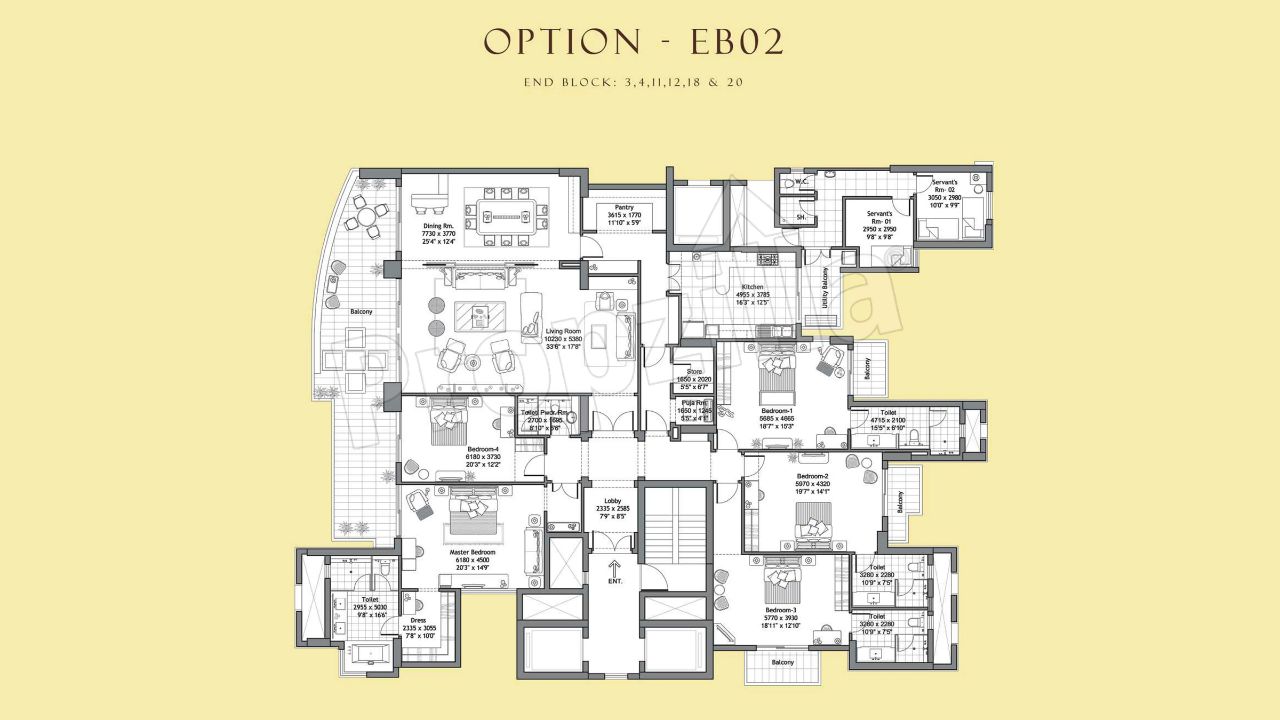 DLF The Aralias Floor Plan 5BHK Type 1