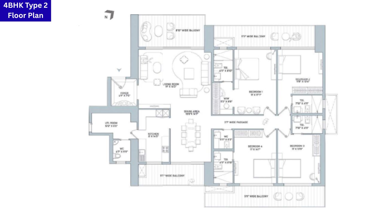 Indiabulls Estate Club Sector 104 4BHK Type 2 Floor Plan