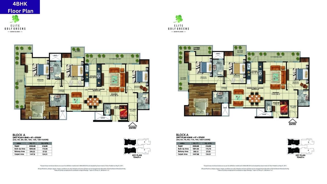 Elite Golf Green Noida 4BHK Floor Plan
