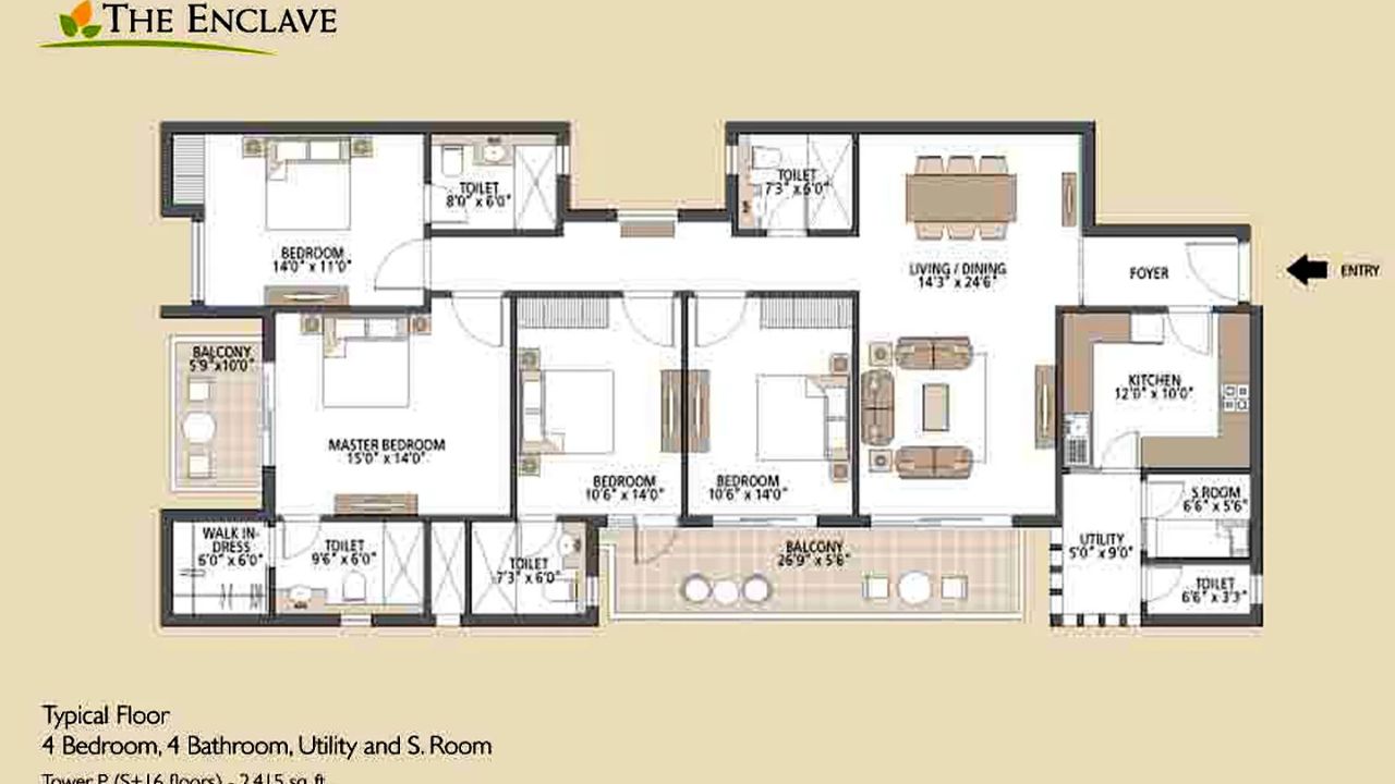 Emaar MGF The Enclave Sector 66 Gurgaon Floor Plan 4BHK