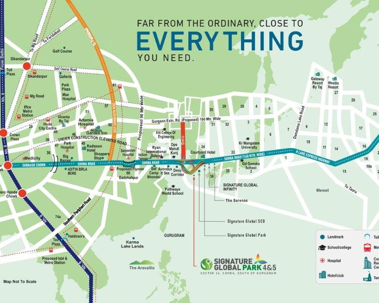 Signature Global Park Sector 36 Gurgaon Location Map