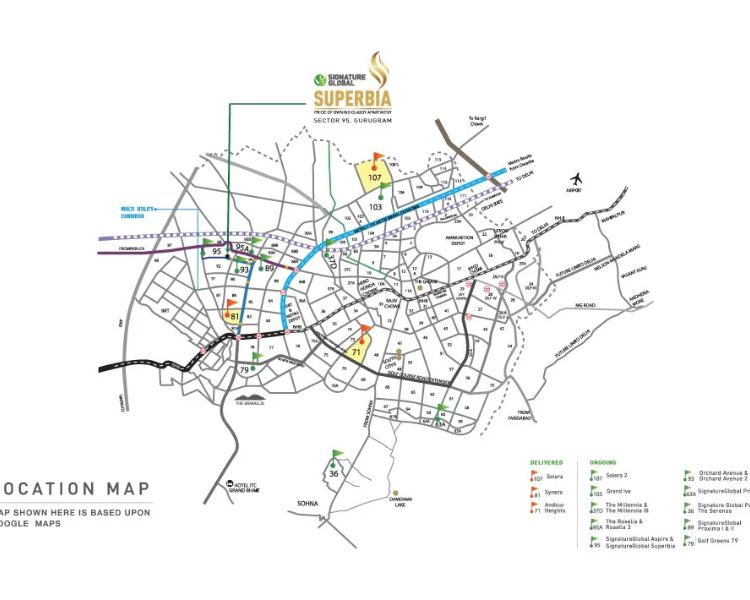 Signature Global Superbia Sector 95 Gurgaon Location Map