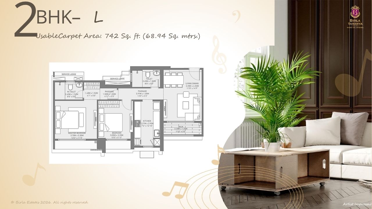 Birla Taranya Apartments 2BHK Floor Plan