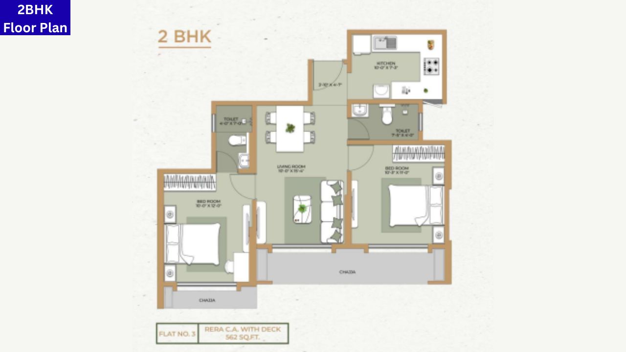 Ethics Oliver 2BHK Floor Plan