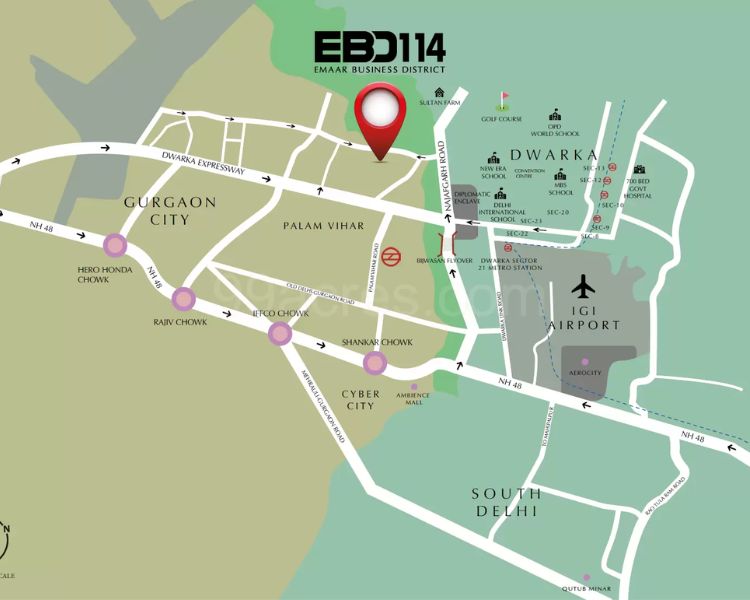 Emaar EBD 114 Sector 114 Gurgaon Location Map 