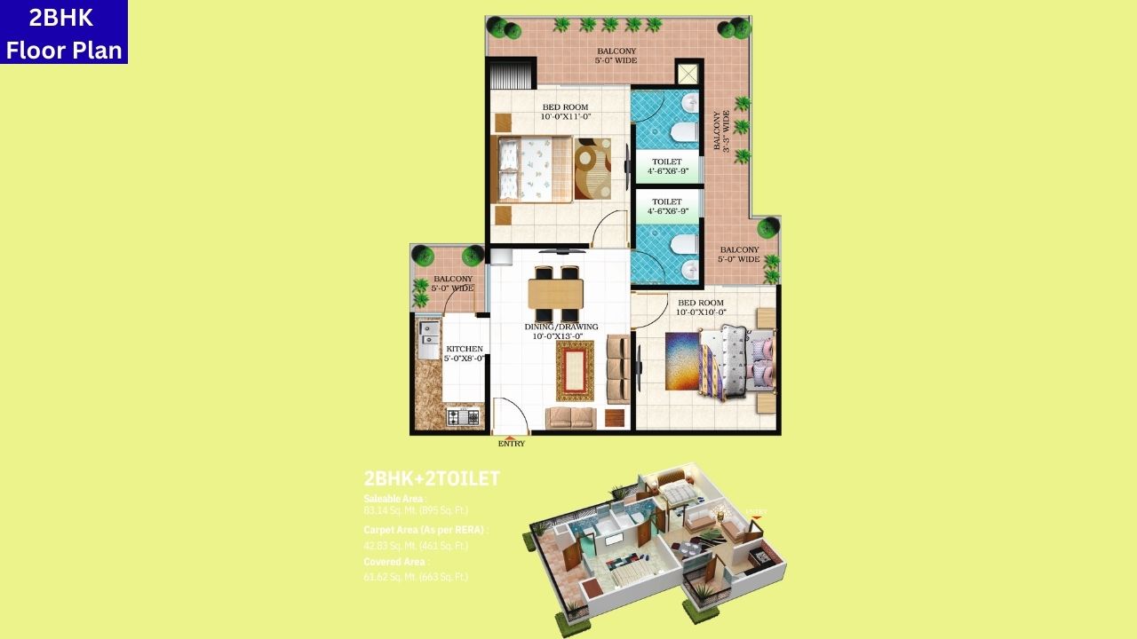 Windsor Paradise 2BHK Floor Plan