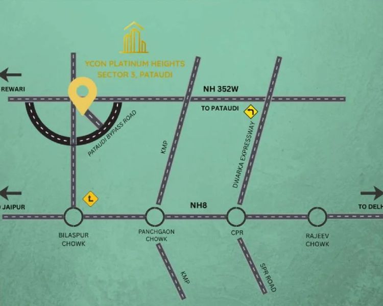 Ycon Platinum Heights Sector 3 Pataudi Gurgaon Location Map
