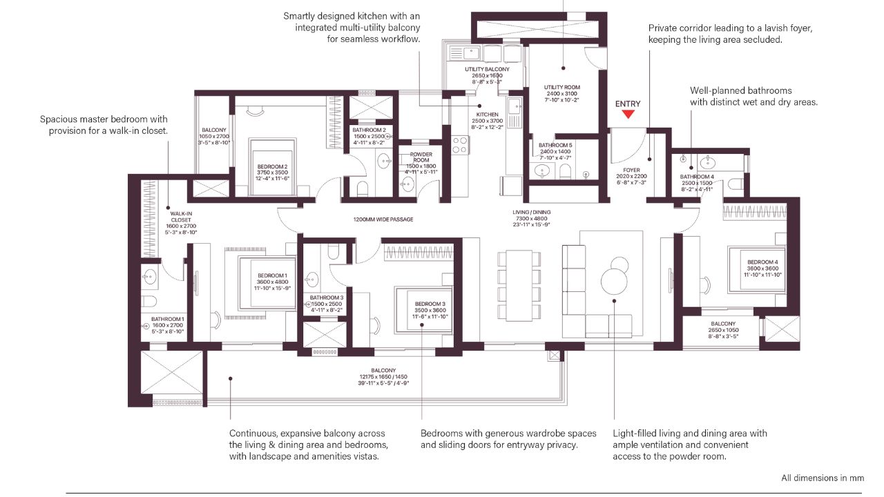 Sobha Crescent Floor Plan 4 BHK