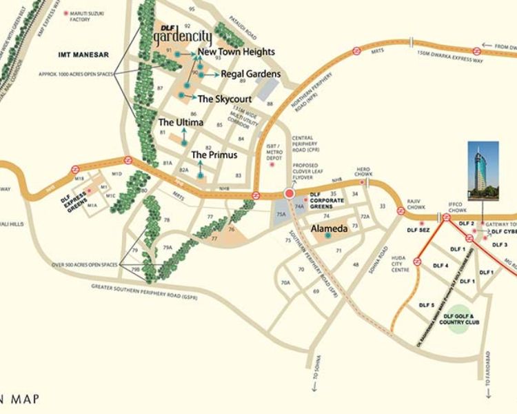 DLF Alameda Sector 73 Location Map