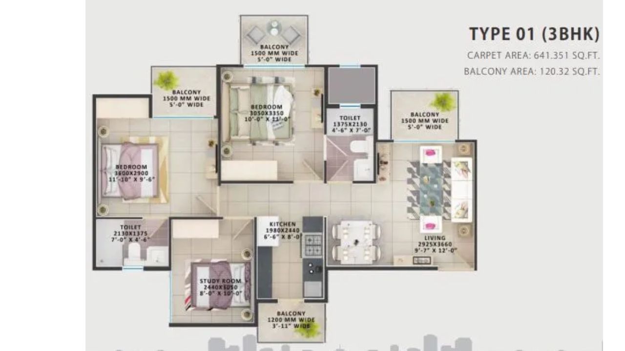 Signature Orchard Avenue 2 Floor Plan 3BHK