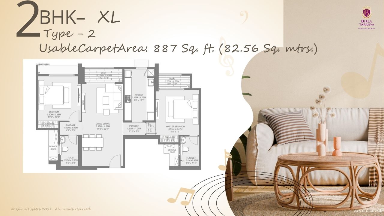 Birla Taranya Kalwa Thane 2BHK Type 2 Floor Plan