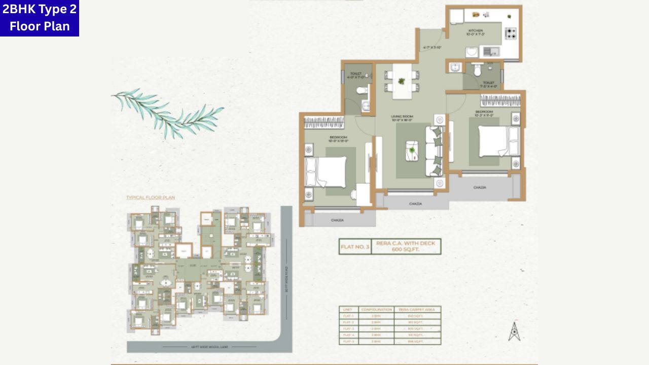Ethics Oliver Mahim West 2BHK Type 2 Floor Plan