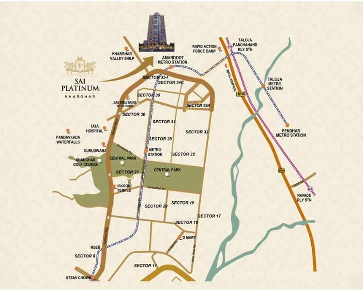 Paradise Sai Platinum Rohinjan Navi Mumbai Location Map 