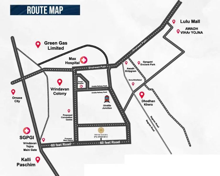 PS Apartment Vrindavan Yojna Lucknow Location Map