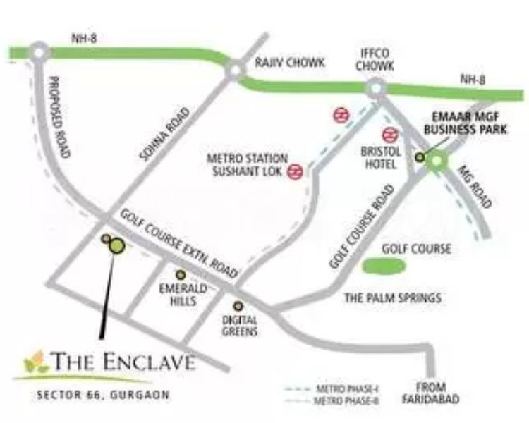 Emaar MGF The Enclave Sector 66 Gurgaon Location Map