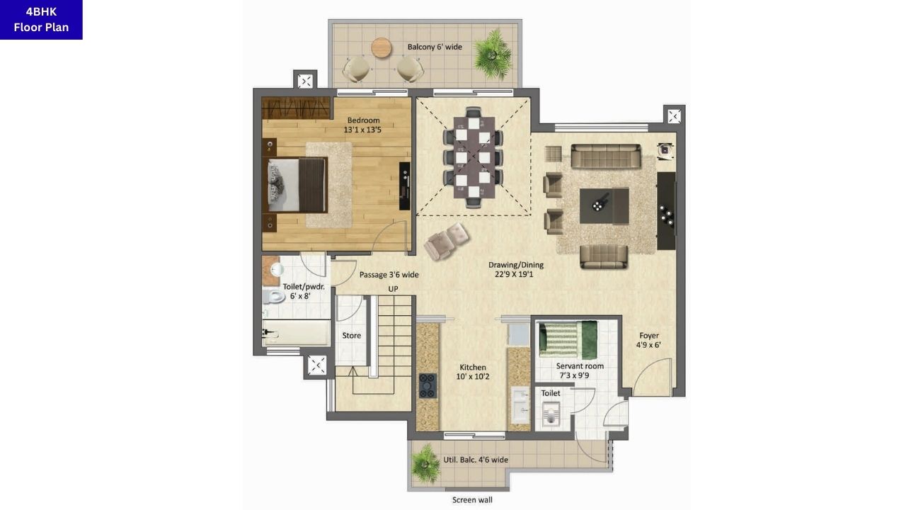 BPTP Mansions Park Prime 4BHK Floor Plan