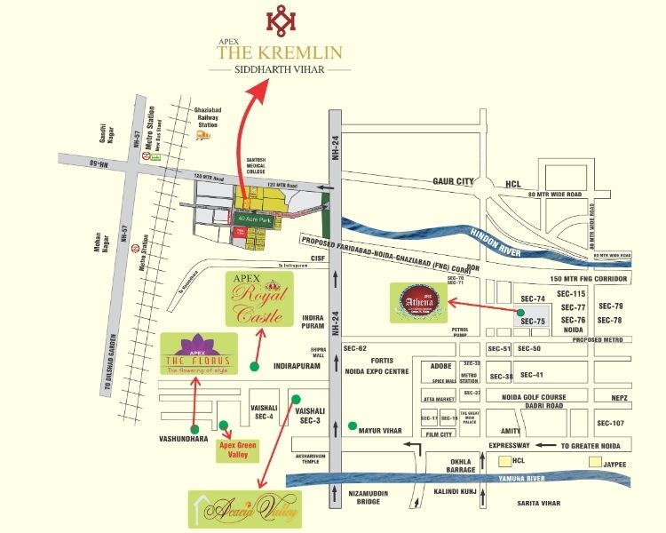 Apex The Kremlin Location Map