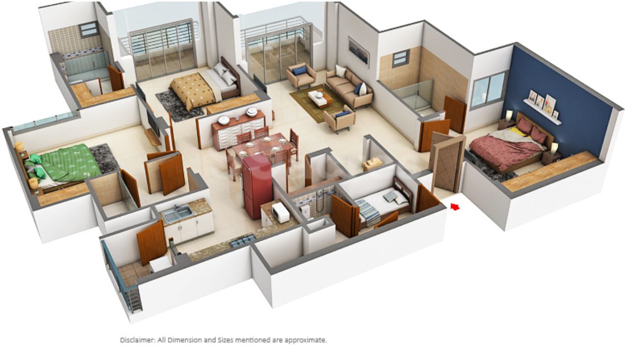 Rangoli Greens Vaishali Nagar Jaipur Floor Plan 3 BHK