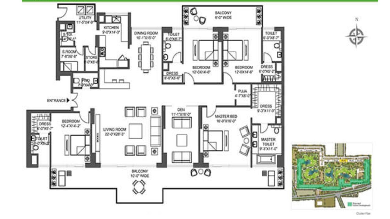 M3M Polo Suites Floor Plan 4BHK