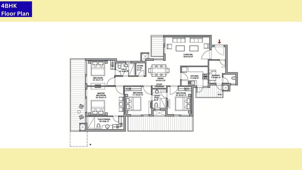 Bestech Park View Sanskruti 4BHK Floor Plan