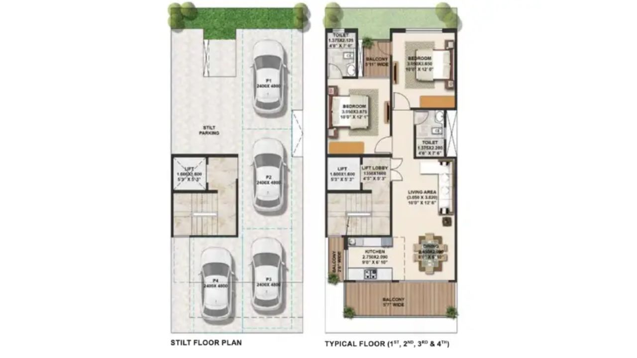 Signature Global Park 4&5 Sector 36 Gurgaon Floor Plan  2BHK