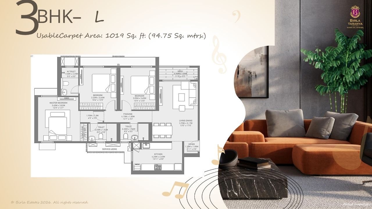 Birla Taranya Kalwa 3BHK Floor Plan