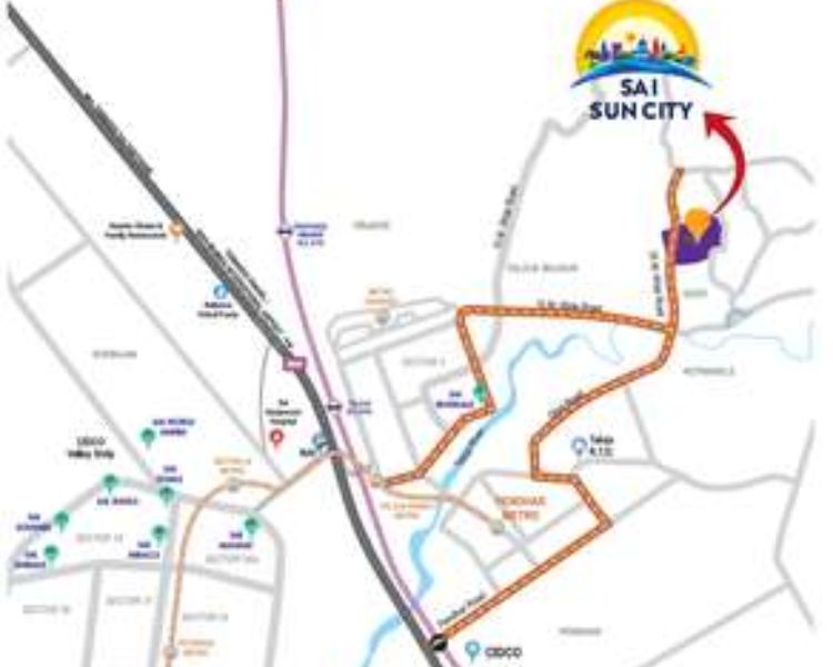 Paradise Sai Suncity Ghot Navi Mumbai Location Map 