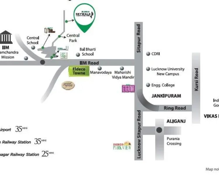 Eldeco Skywalk IIM Road Lucknow Location Map