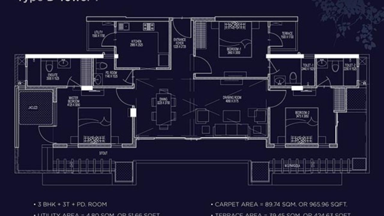 ACE Divino Floor Plan 3 BHK