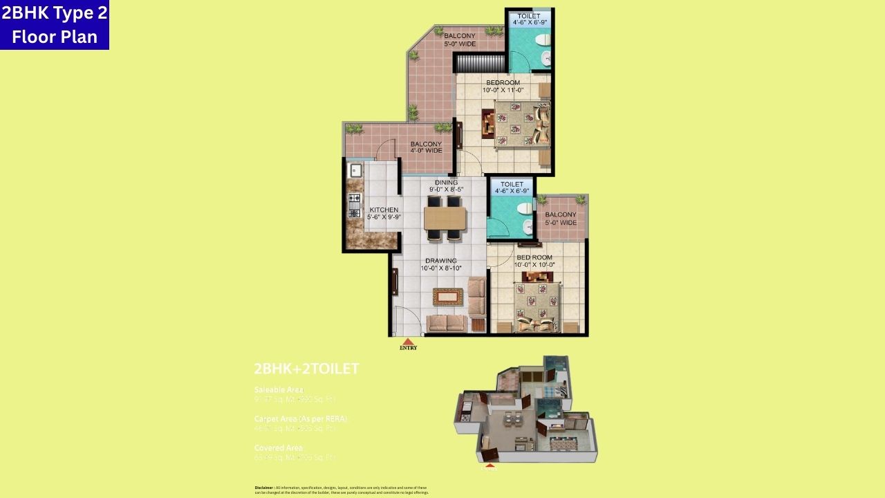 Windsor Paradise 2BHK Type 2 Floor Plan