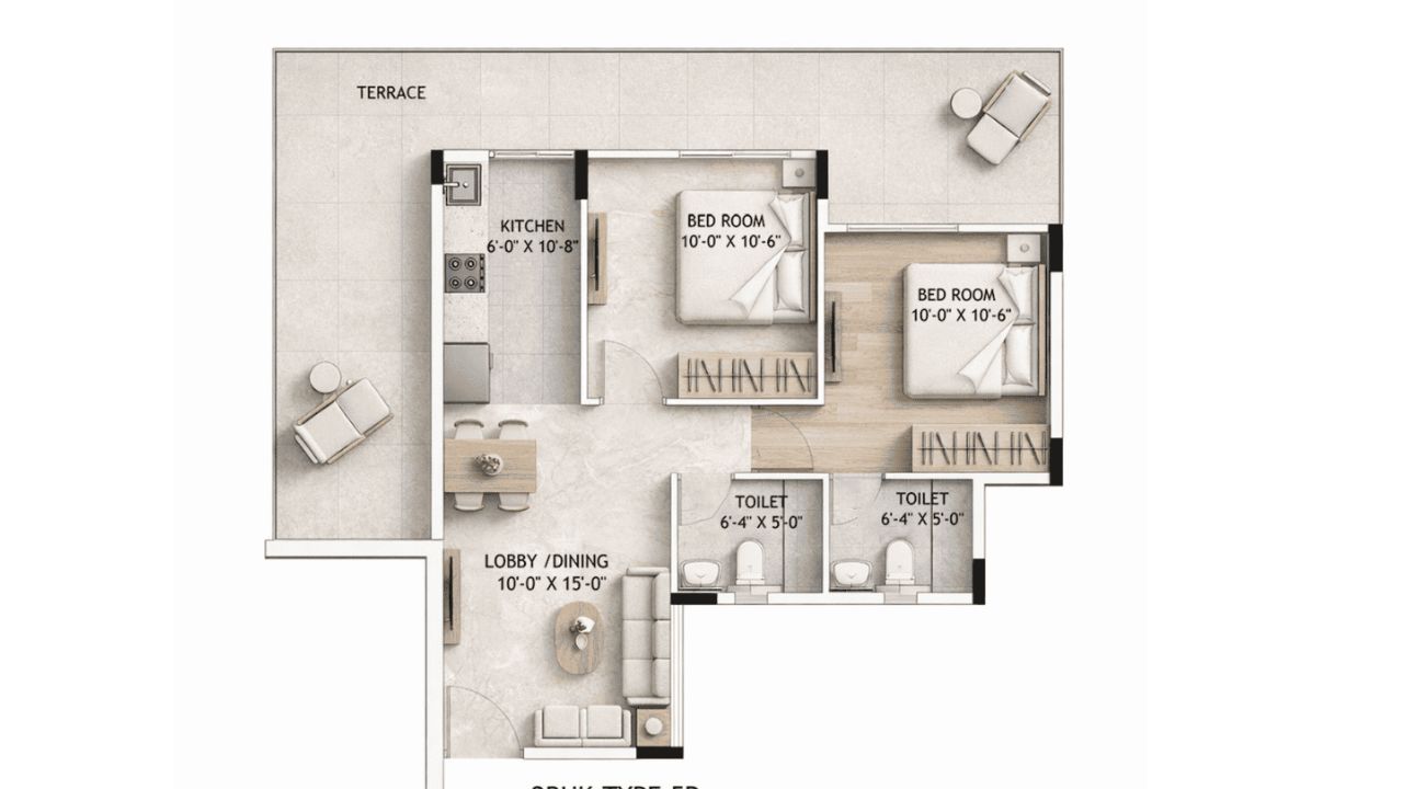 Ycon Platinum Heights Floor Plan 2BHK Type 2