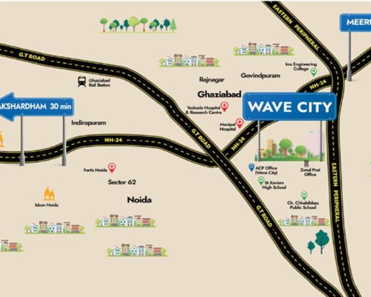 Wave Eden Sector 5  NH-24 Highway Ghaziabad Location Map