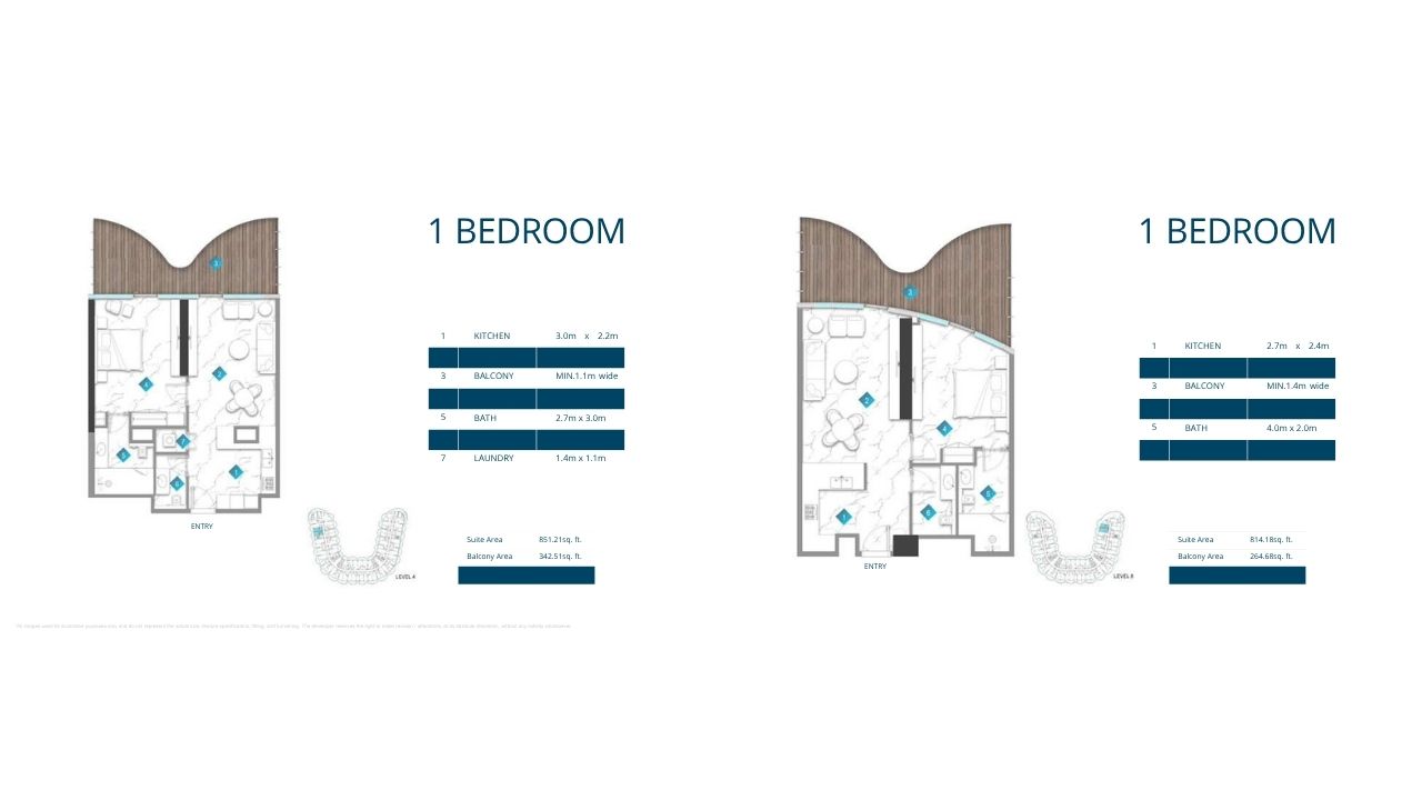 BNW Aqua Arc 1BR Floor Plan