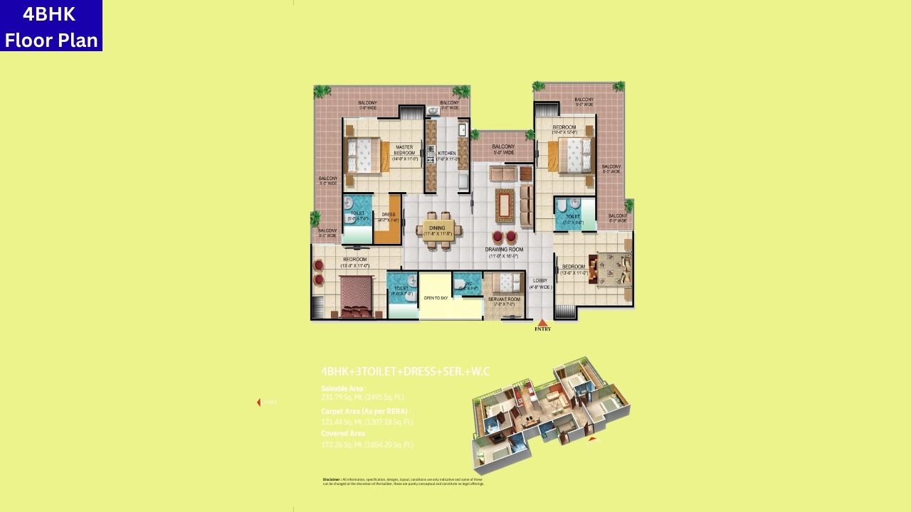 Windsor Paradise Raj Nagar Extension 4BHK Floor Plan