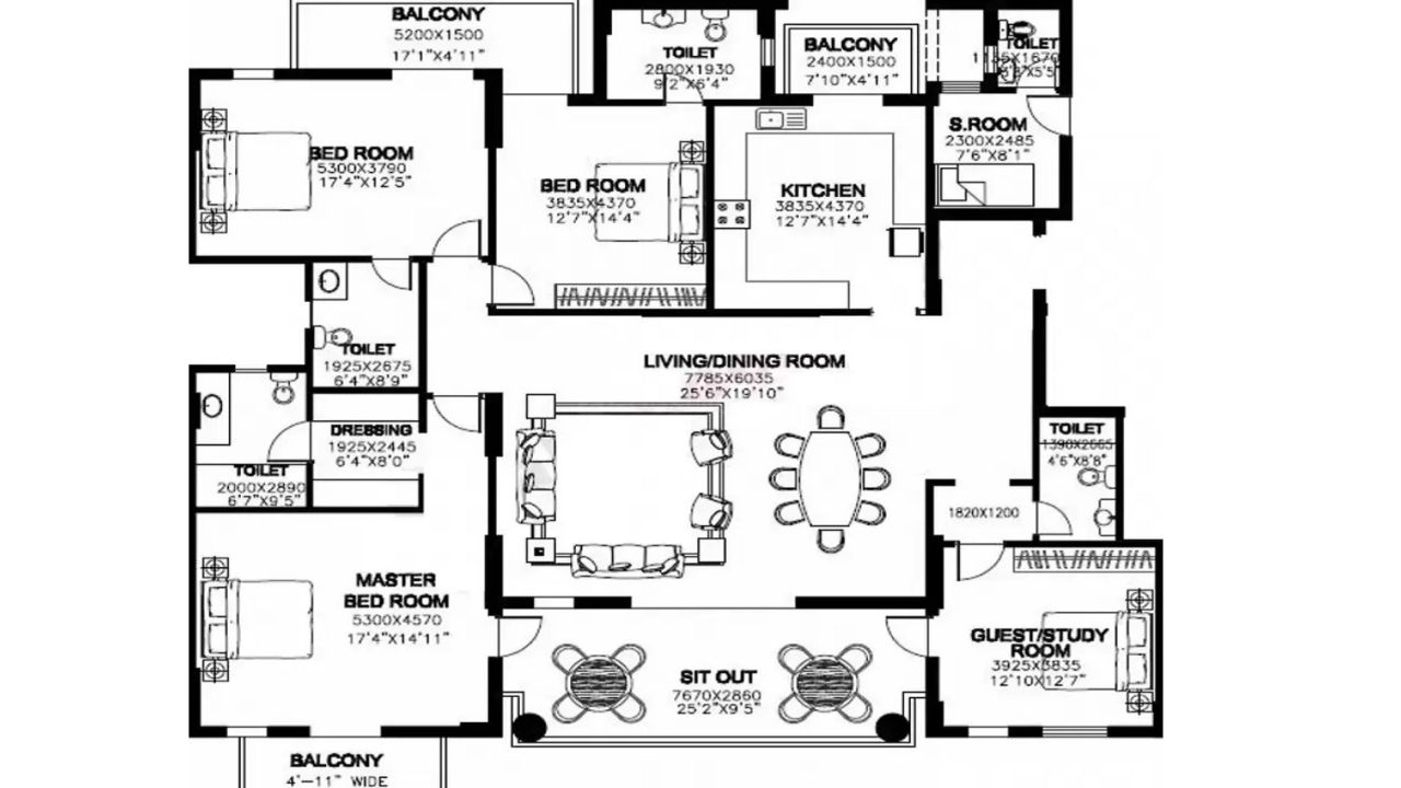 DLF New Town Heights II Floor Plan 4BHK