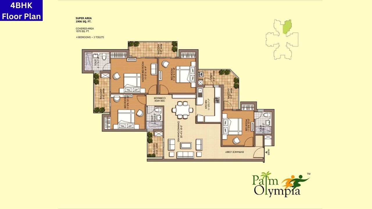 Sam Palm Olympia Sector 16C $BHK Floor Plan