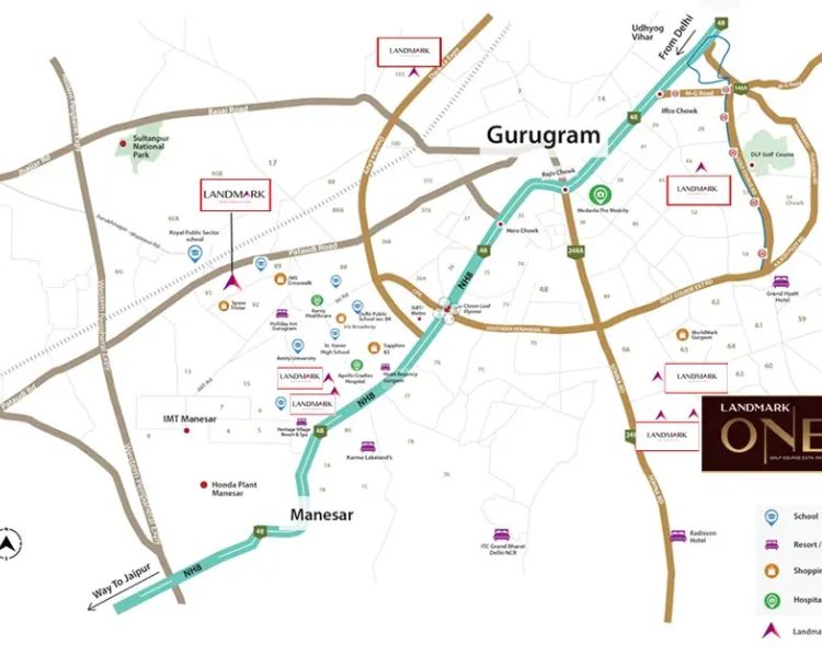 Landmark One Sector 67 Gurgaon Location Map 