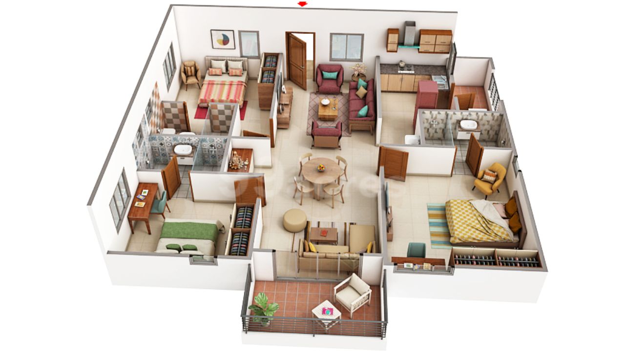Honer Signatis Kukatpally Hyderabad Floor Plan 3 BHK 
