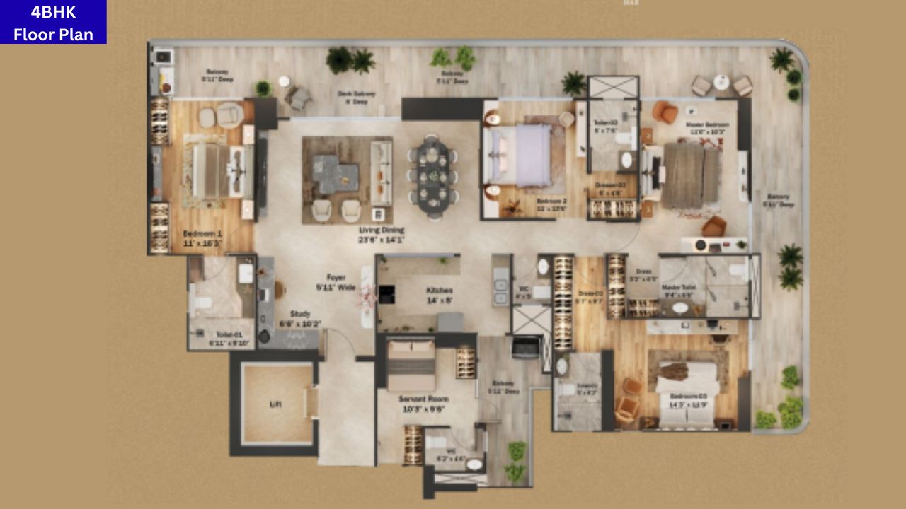 Trevoc Residences 56 4BHK Floor Plan