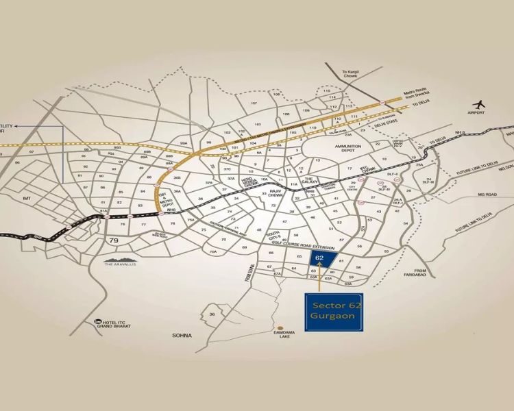 Adani Downtown Avenue Sector 62 Gurgaon Location Map