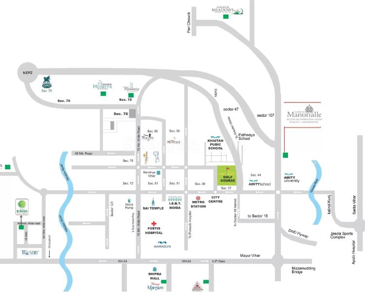Mahagun Manorialle Sector 128 Noida Location Map 