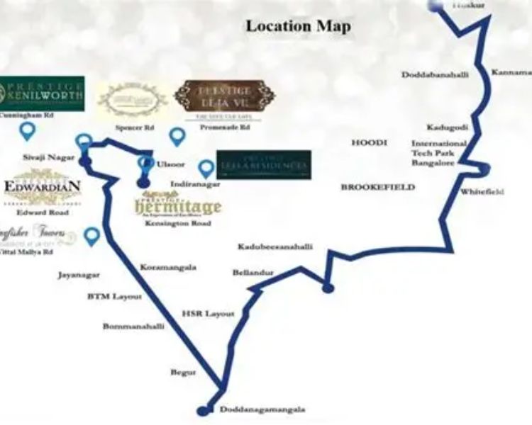 Prestige Kingfisher Towers Shanthala Nagar Ashok Nagar Bangalore Location Map 