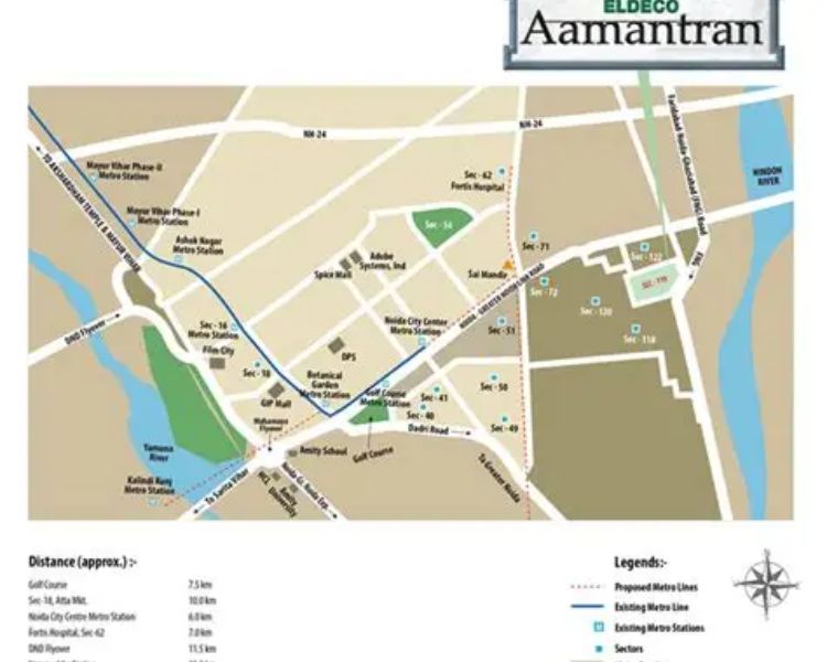 Eldeco Aamantran Sector 119 Noida Location Map