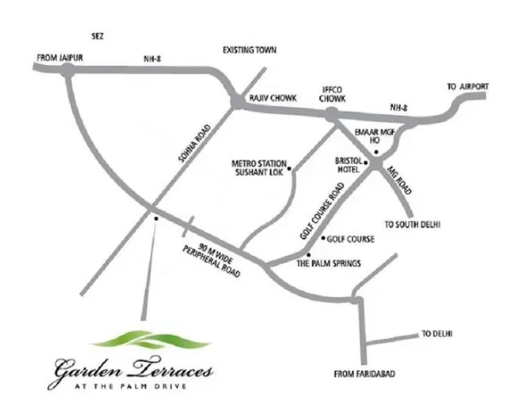 Emaar MGF Garden Terraces Sector 66 Gurgaon Location Map