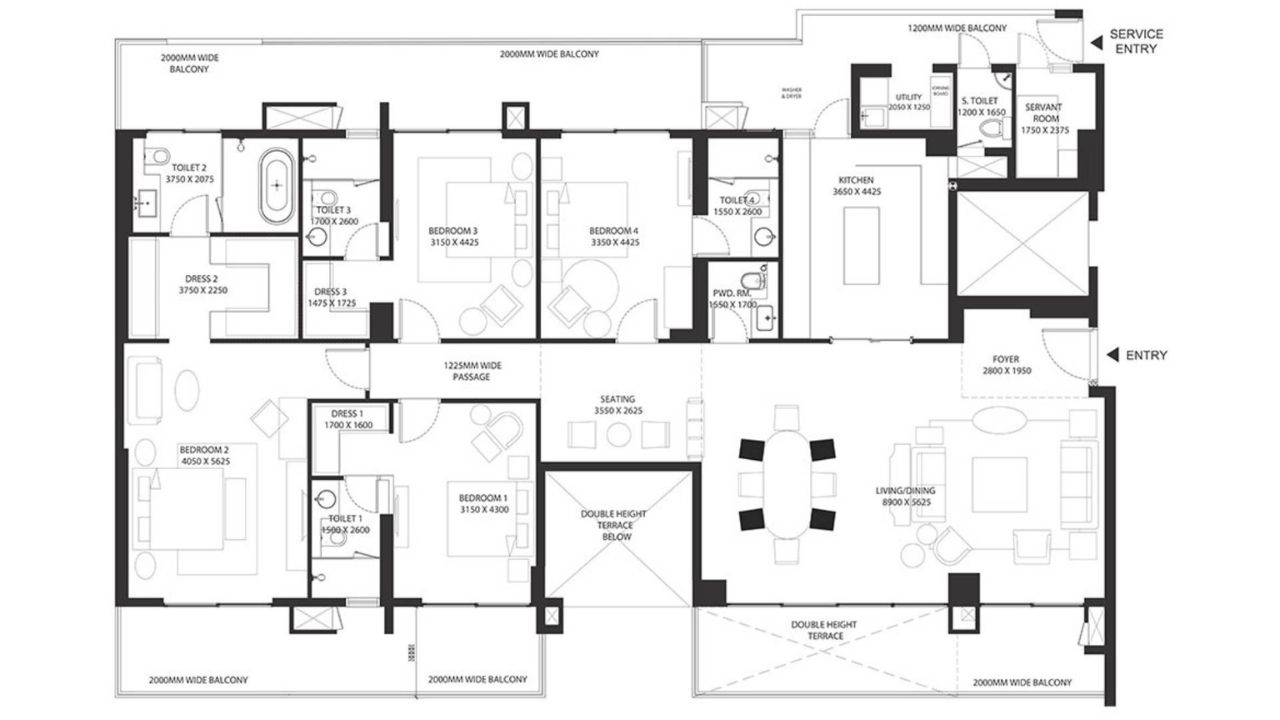Risland Sky Mansion Floor Plan 4BHK
