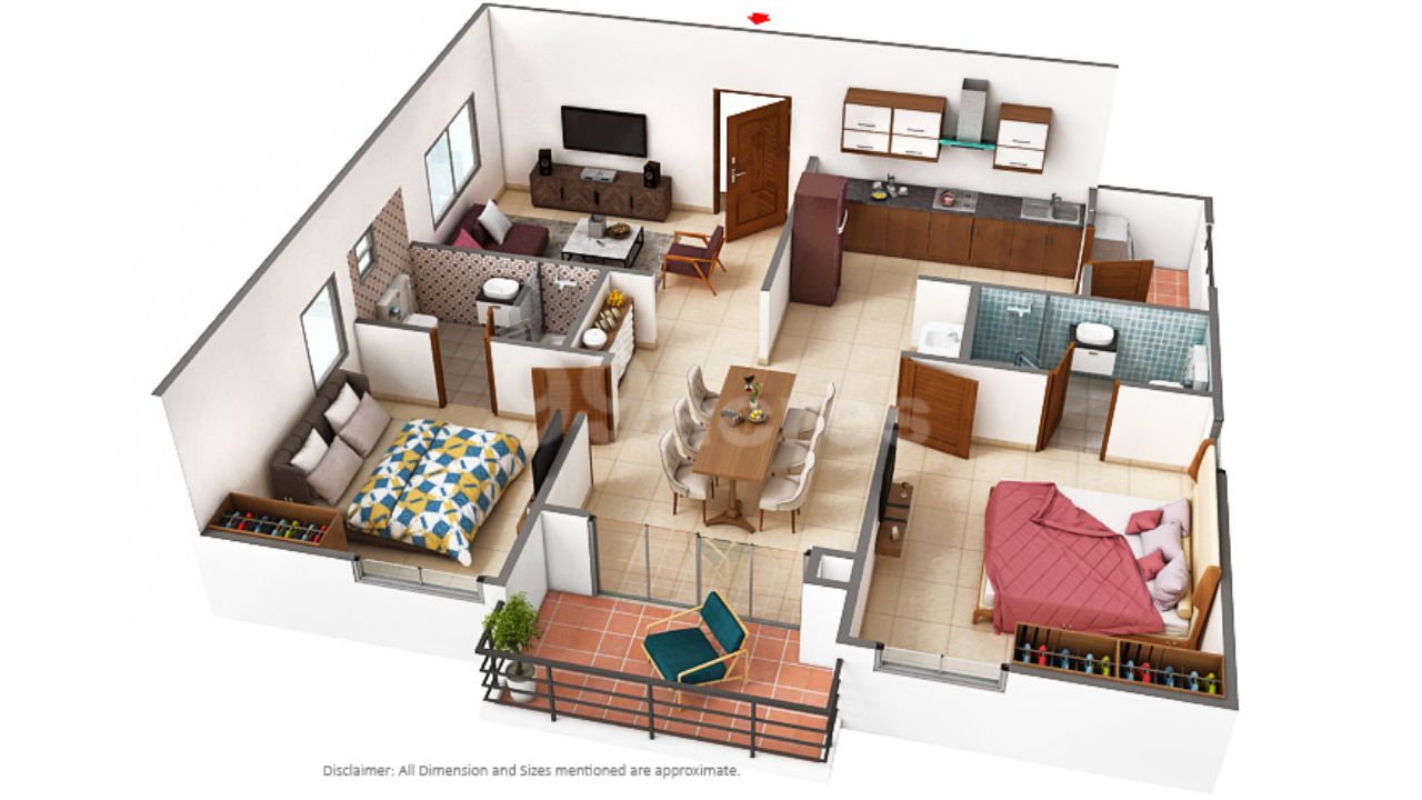 Rajapushpa Imperia Tellapur Hyderabad  Floor Plan 2BHK
