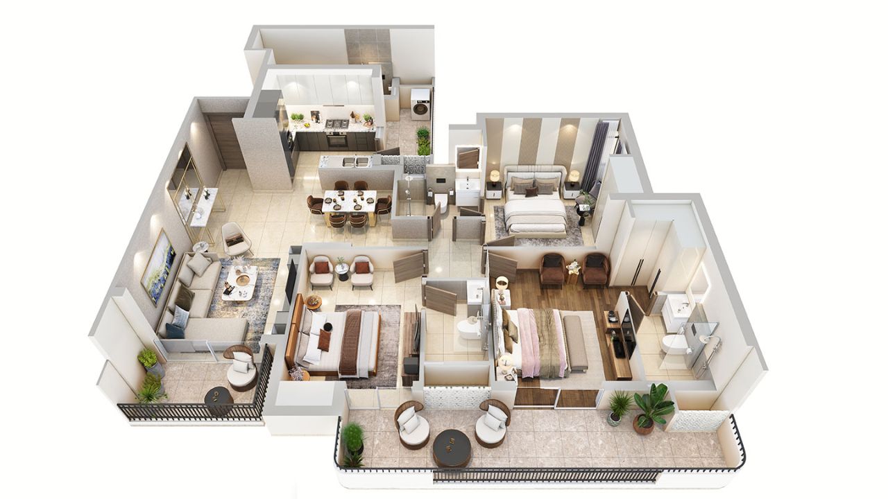 Wave Eden Ghaziabad Floor Plan 3 BHK Type 2