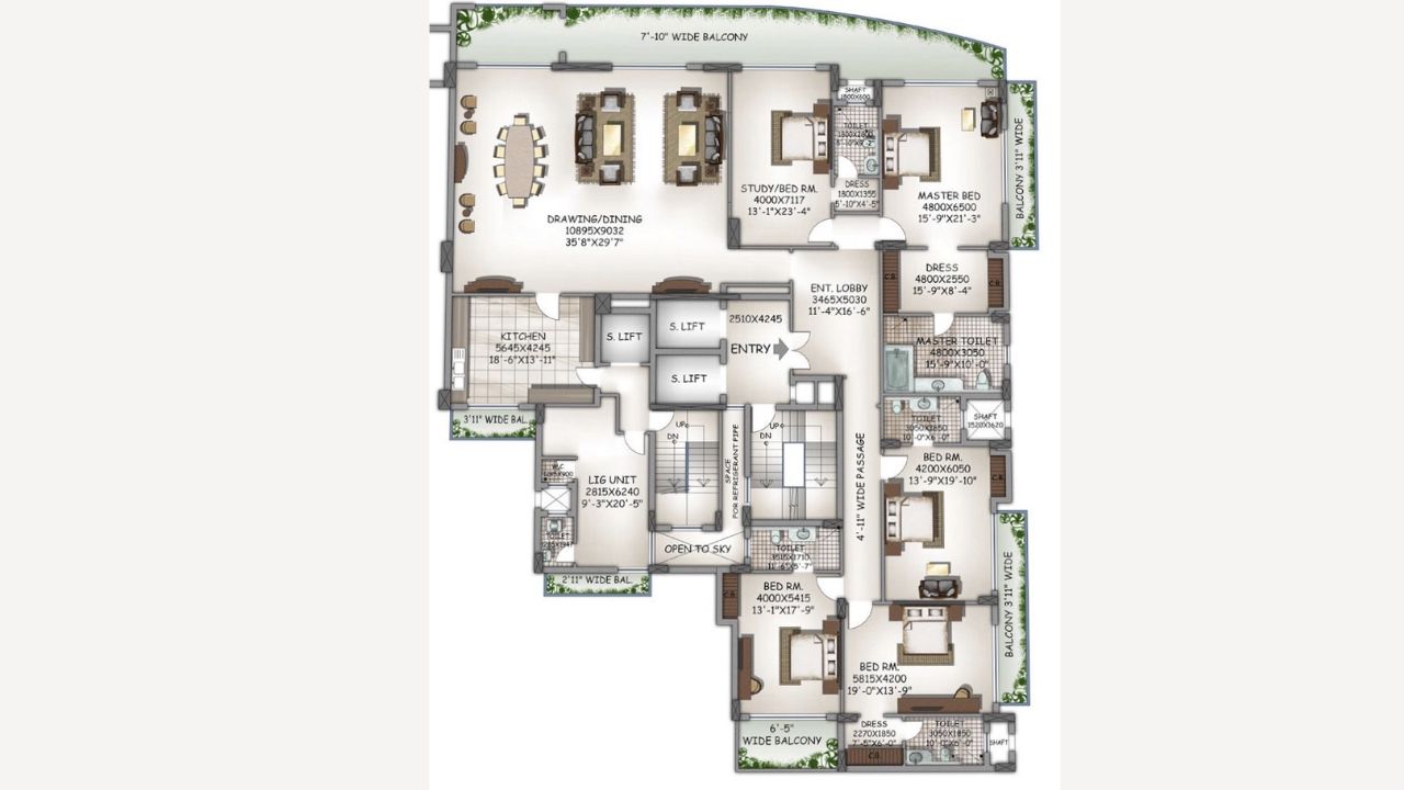 DLF Kings Court Floor Plan 5 BHK